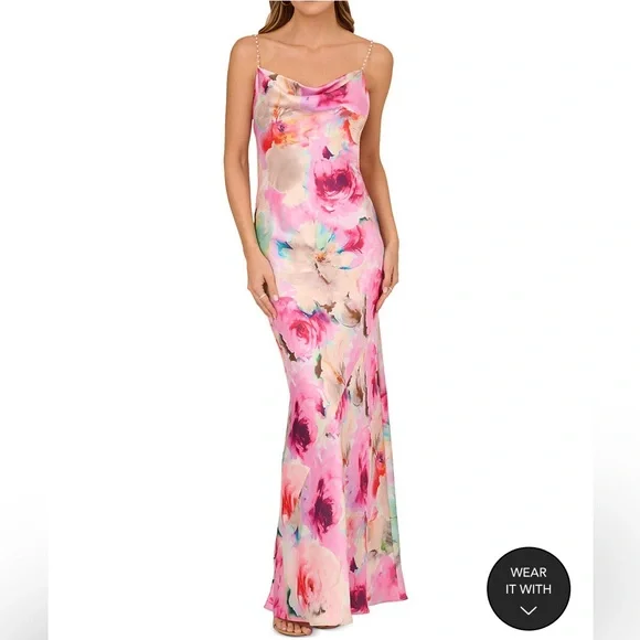 Liv Foster Women's Sateen Cowl Neck Gown - Pink - Size 6 - Pink Multi